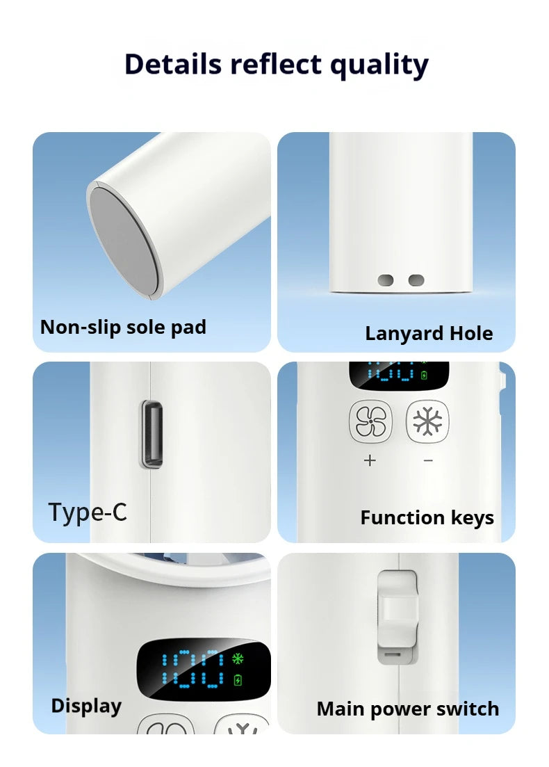 Portable Handheld Cooling Fan with Ice Compress Technology