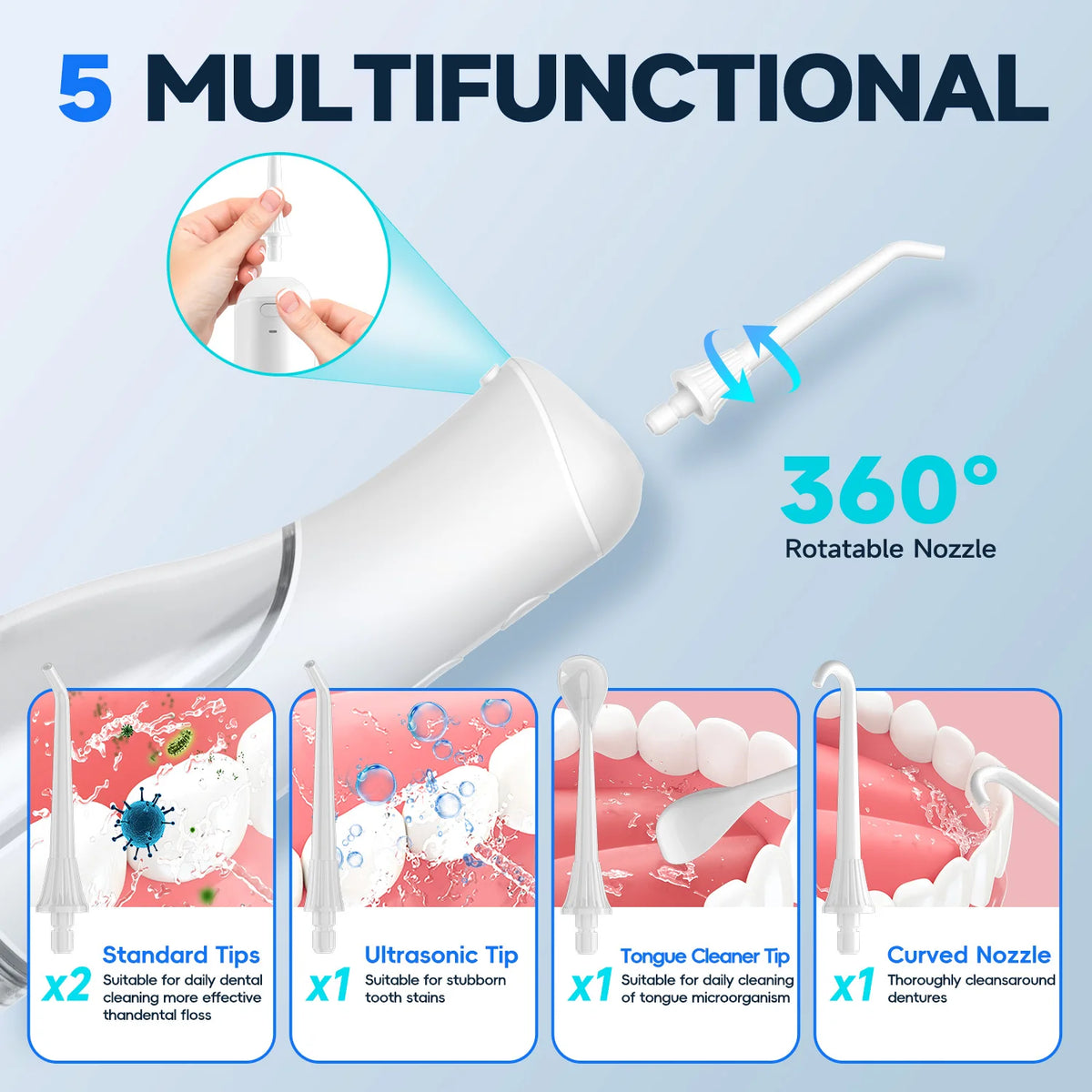 Portable Cordless Water Flosser for Teeth Cleaning