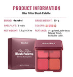 4-Color Matte Pigmented Blush Palette with Makeup Brush