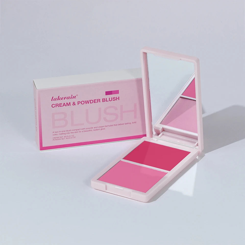 2-in-1 Cream and Powder Blush Palette for Radiant Glow - 18