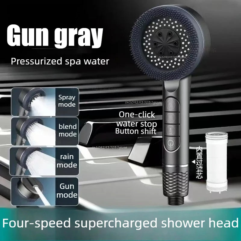 4-Mode High-Pressure Water Saving Handheld Shower Head - 23
