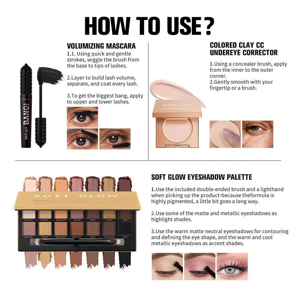 3-Piece Eye Makeup Set with Corrector, Eyeshadow and Mascara