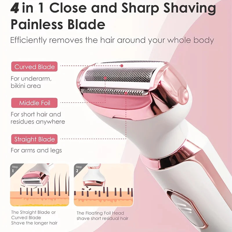 4-in-1 Electric Hair Removal Shaver for Face and Body - 8