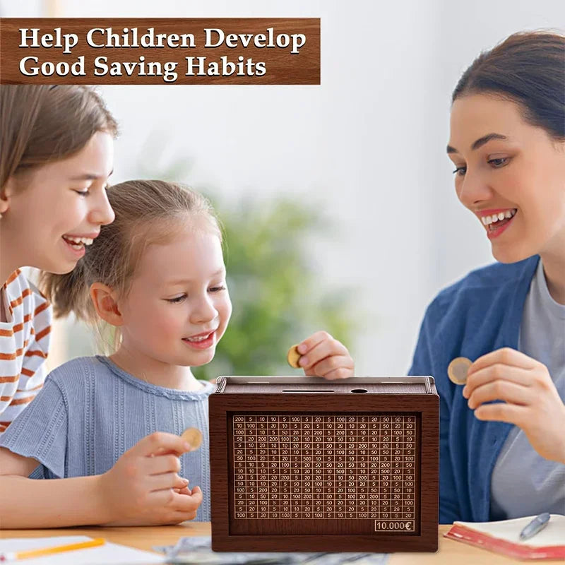 Wooden Money Saving Challenge Box for Cash - 4