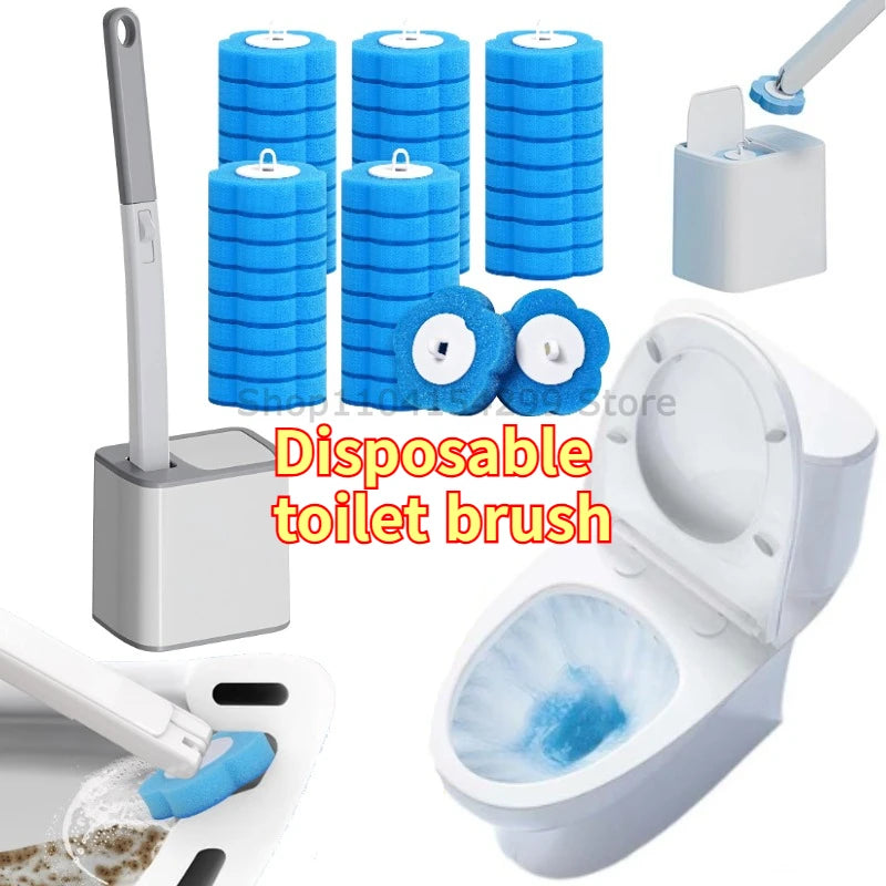 Wall-Mounted Disposable Toilet Brush with Long Handle - 7