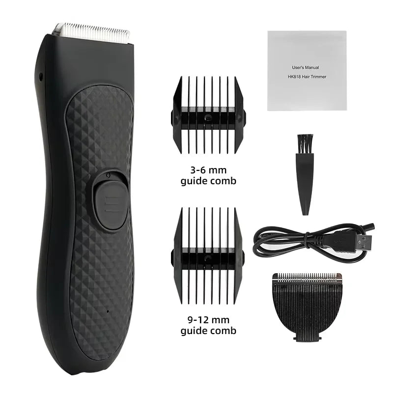 Electric Waterproof Body and Groin Hair Trimmer for Men