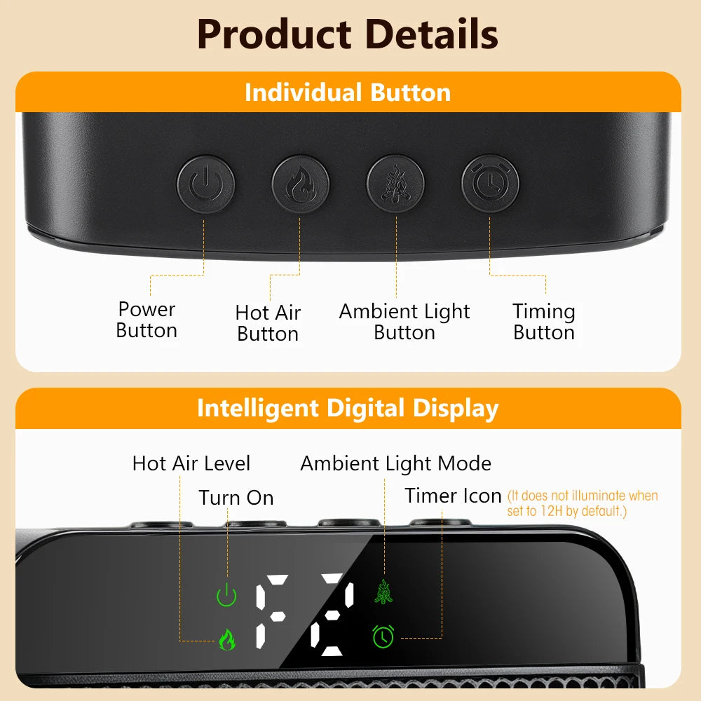 Portable Electric Space Heater with Digital Display