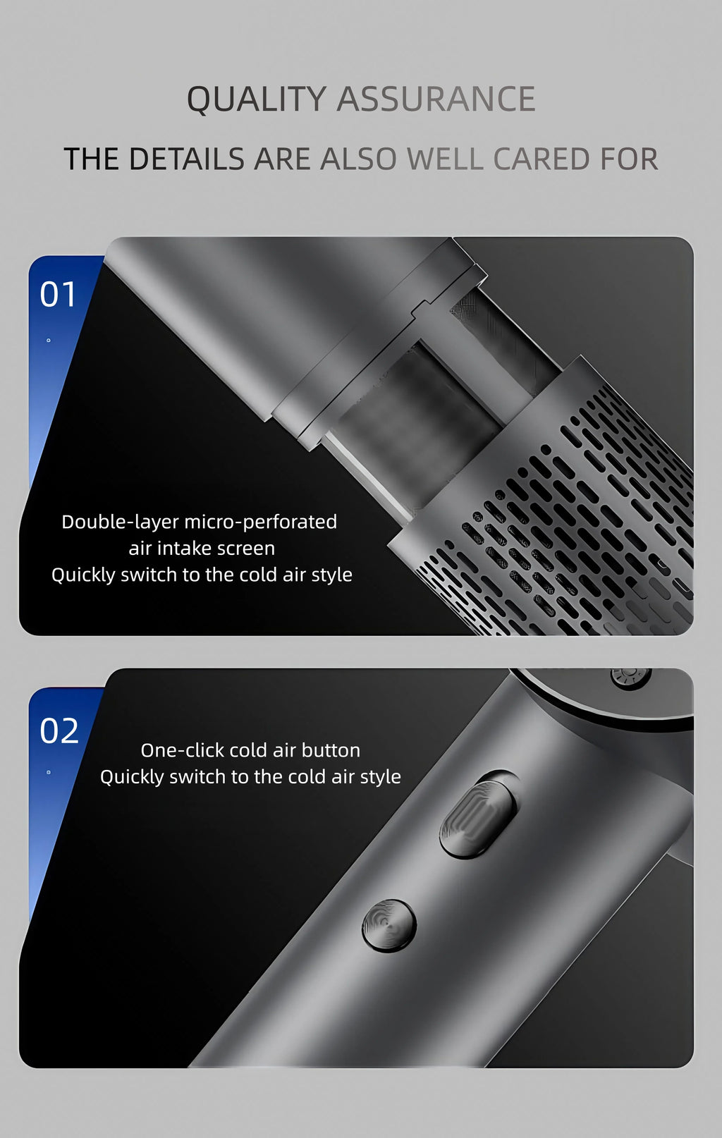 Wall-Mounted Ionic Hair Dryer for Home and Bathroom