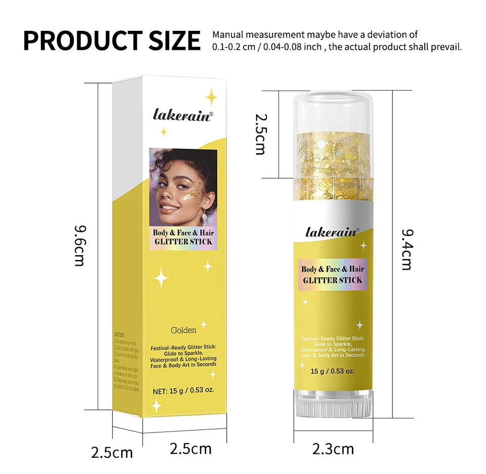 Waterproof Shimmer Glitter Stick for Face and Body