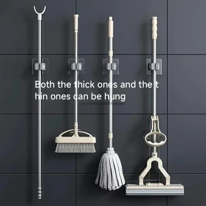 Self-Adhesive Wall Mounted Mop and Broom Organizer Holder