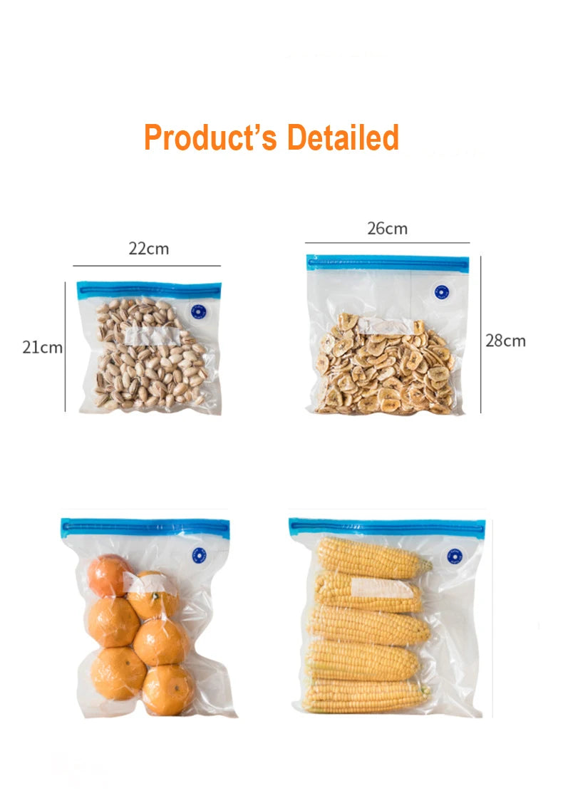 Reusable Vacuum Food Storage Bags for Kitchen