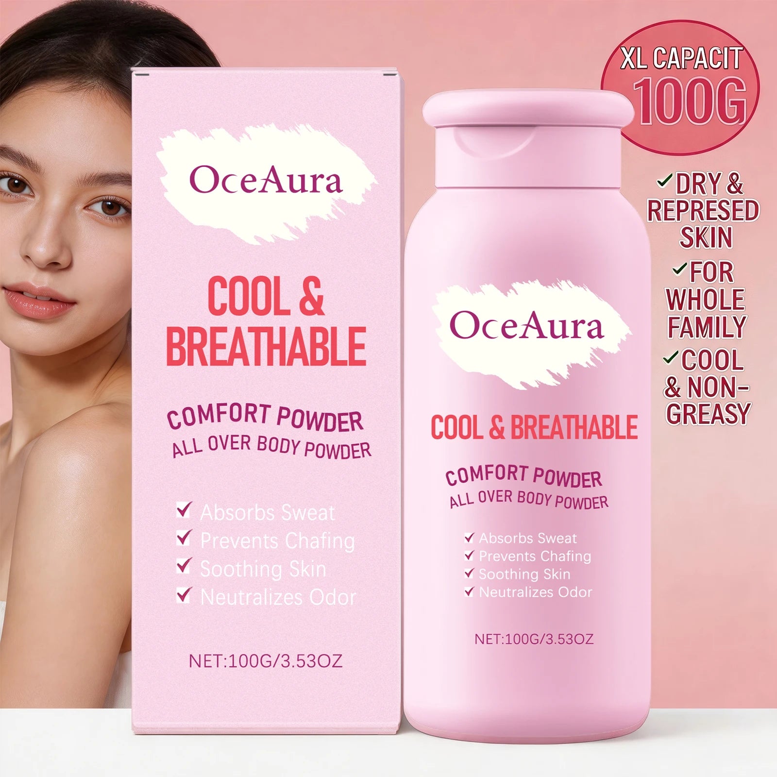 Cooling Sweat Absorbing Body Powder for Anti-Chafing Comfort - 1