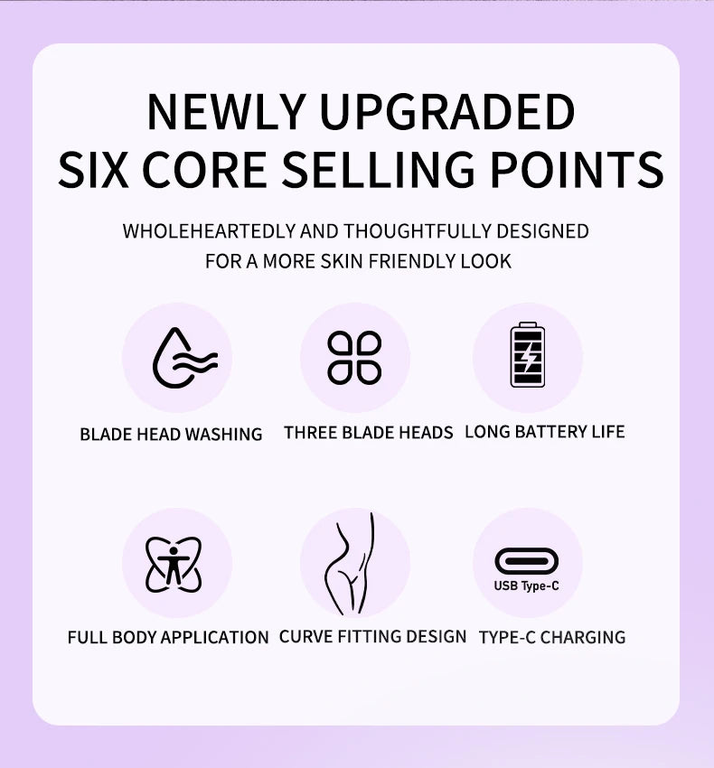 3-in-1 Waterproof Electric Shaver and Bikini Trimmer for Women - 8