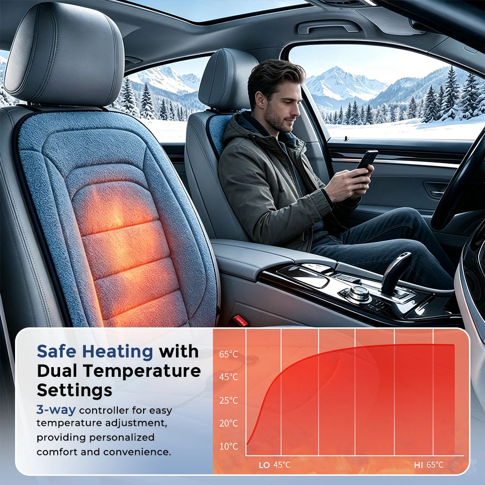 Heated Lambswool Car Seat Cushion for Winter Driving - 3