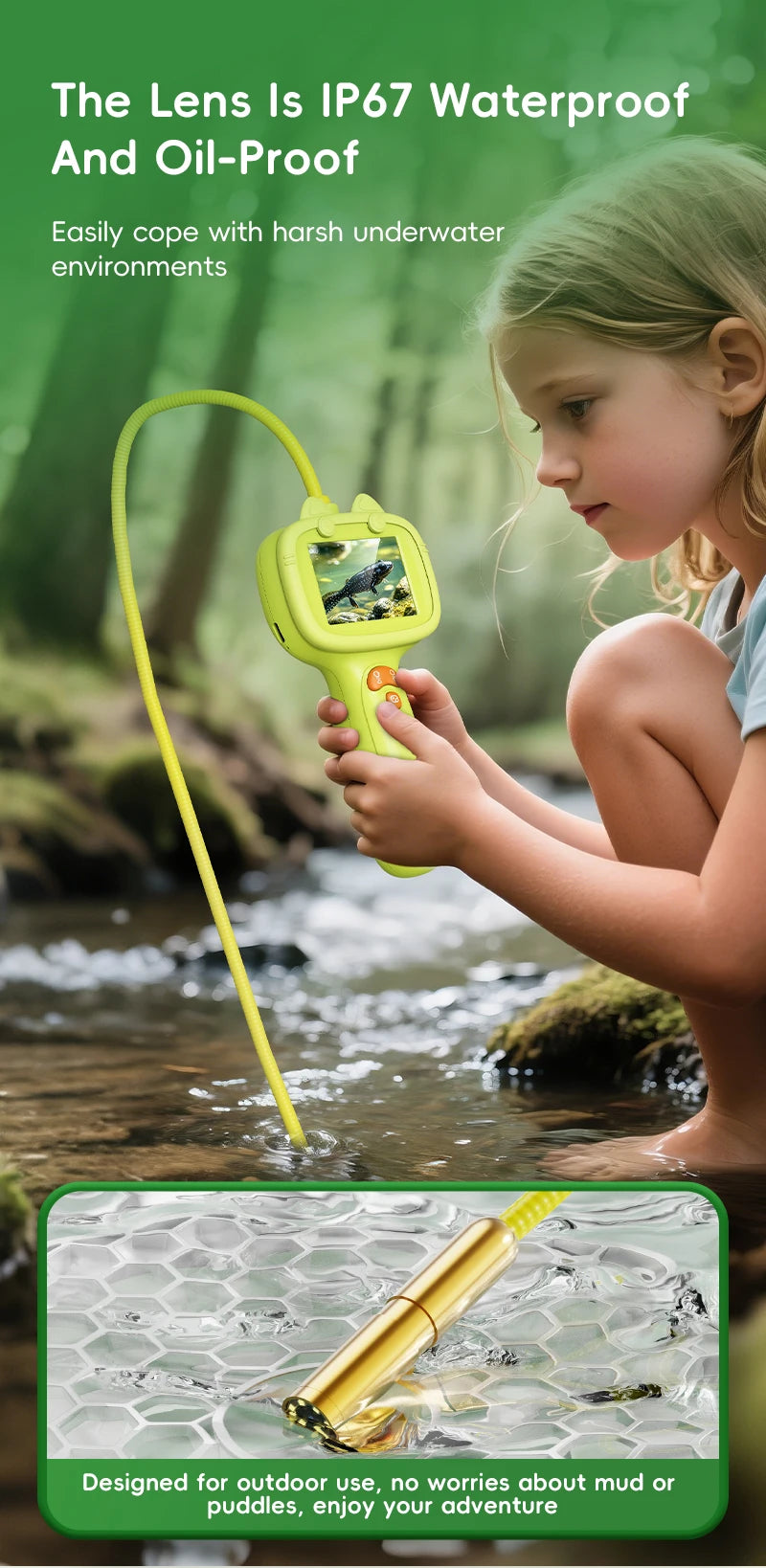 HD Borescope Inspection Camera for Kids Nature Exploration