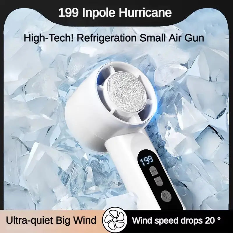 Rechargeable Handheld Turbo Fan with Ice Cooling Technology