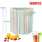 Flexible Multicolor Striped Drinking Straws for Parties and Events