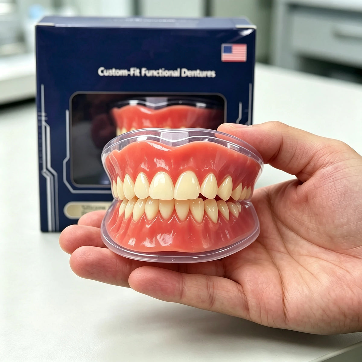 Adjustable Silicone Denture Set for Natural Smile