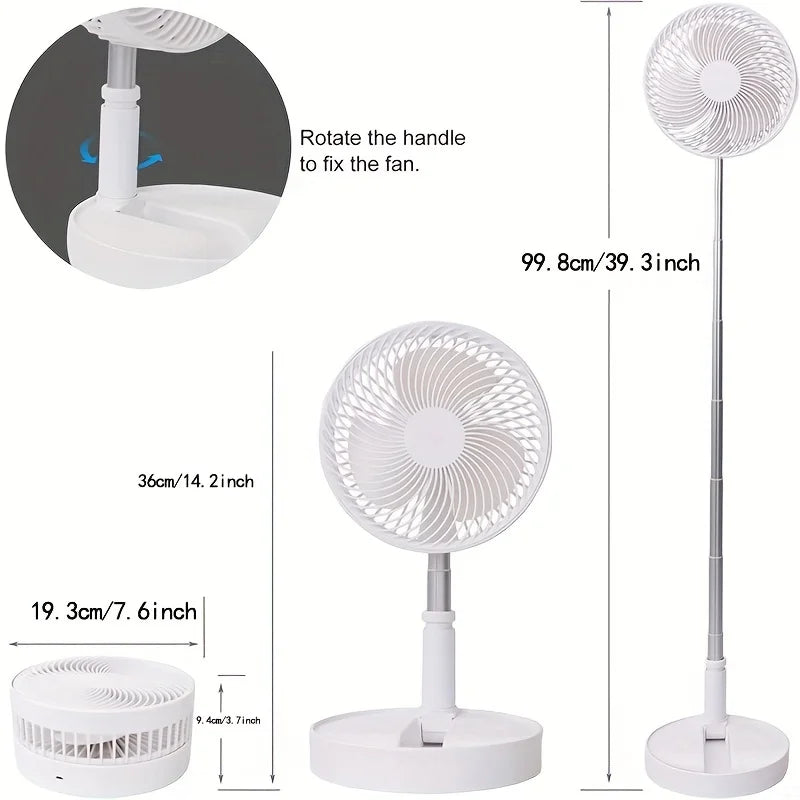 Portable Retractable Folding Fan with Remote Control - 11