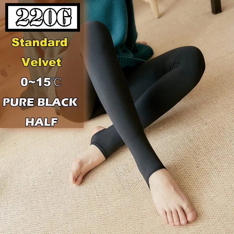 Fleece-Lined Sheer Thermal Tights for Women
