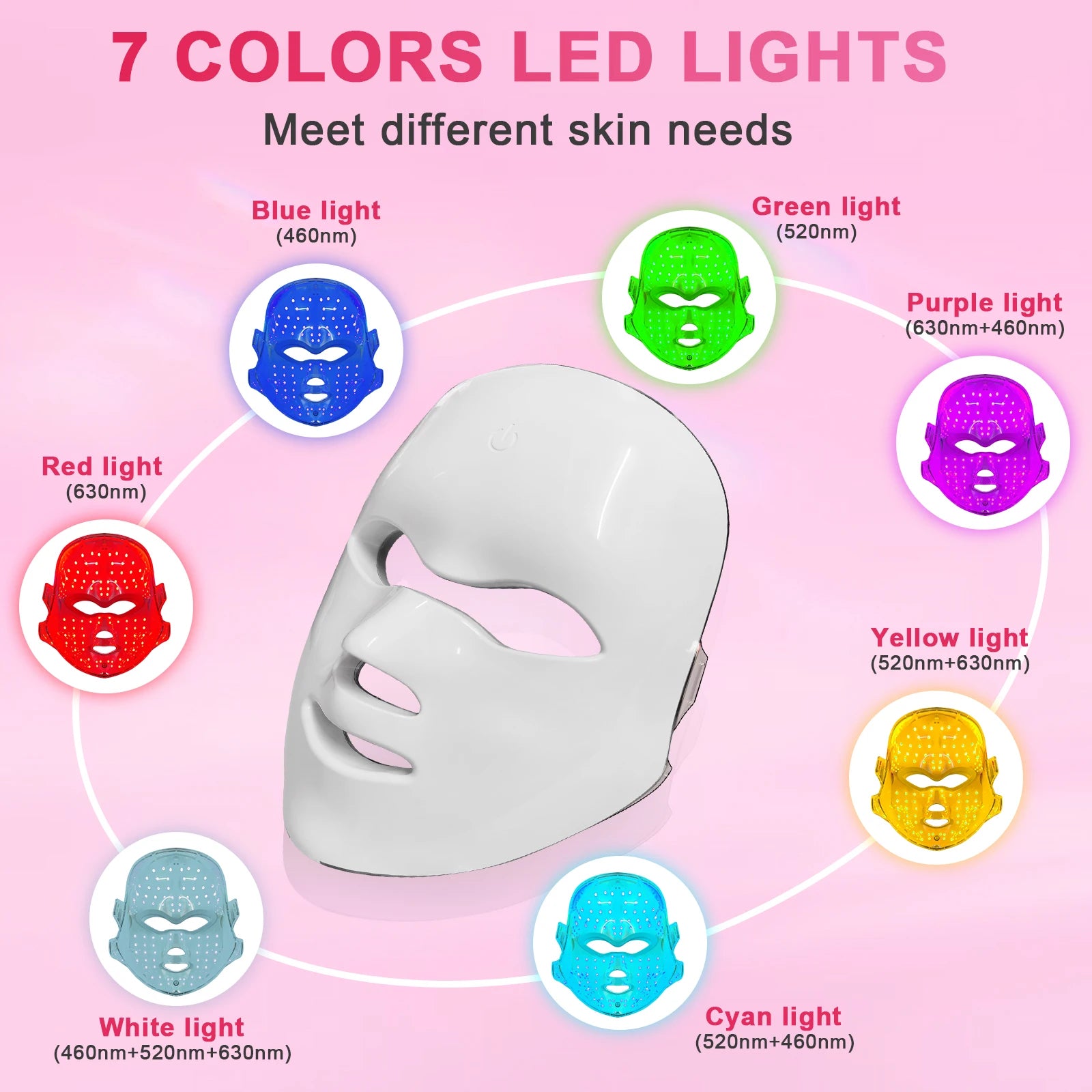 7-Color LED Photon Facial Mask for Skin Rejuvenation - 9