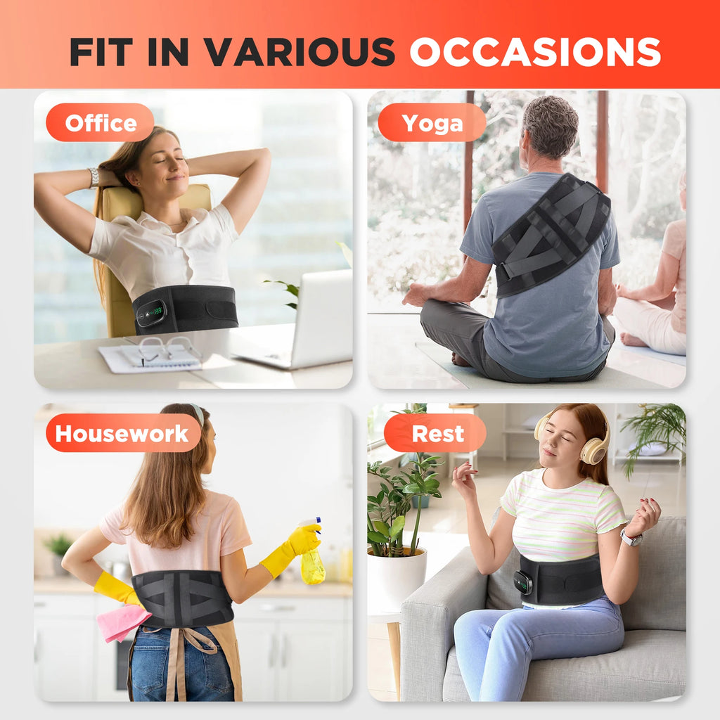 Heated Lower Back Massage Belt with Red Light Therapy