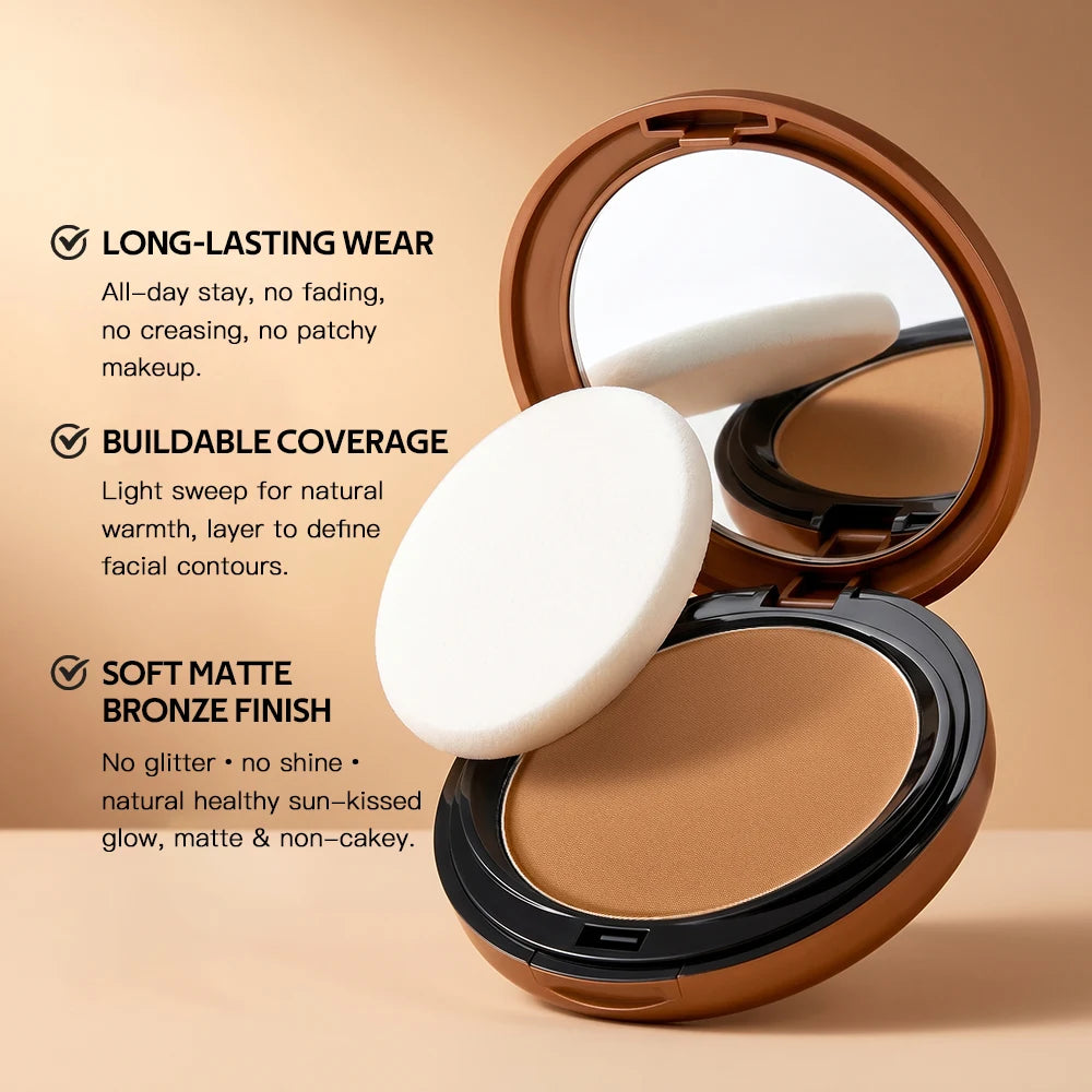 Matte Bronze Pressed Powder for Facial Contouring and Setting