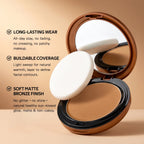 Matte Bronze Pressed Powder for Facial Contouring and Setting