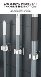 Wall Mounted Adhesive Mop and Broom Organizer Holder