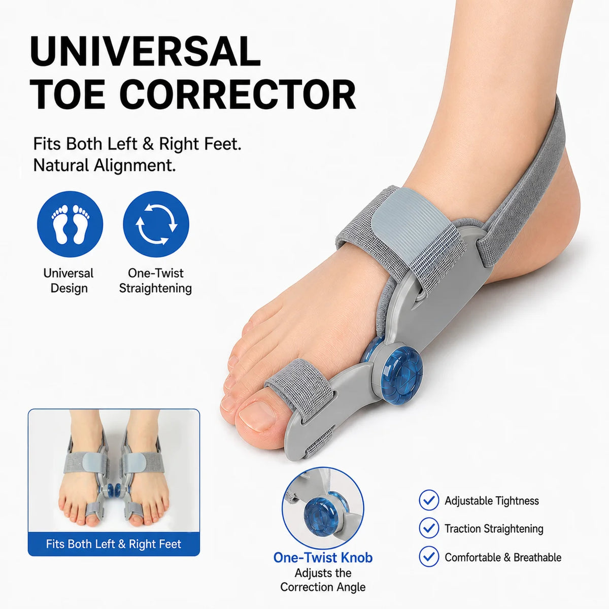 Adjustable Bunion Corrector and Big Toe Straightener Brace