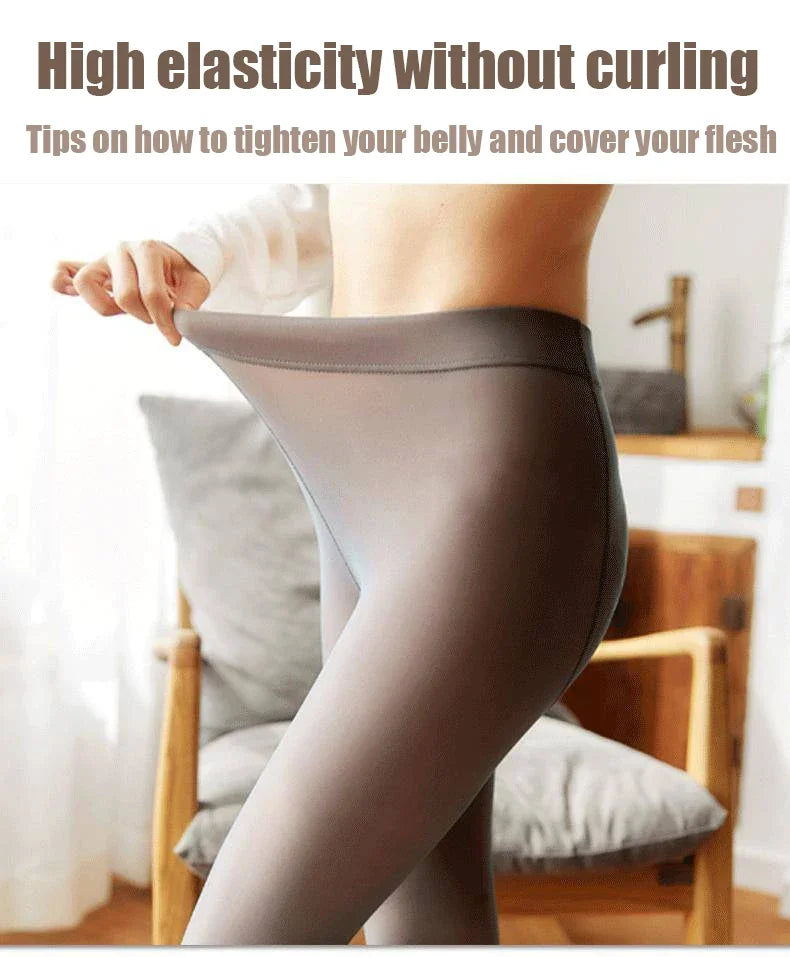 Translucent Fake Skin Thermal Tights for Women - 9