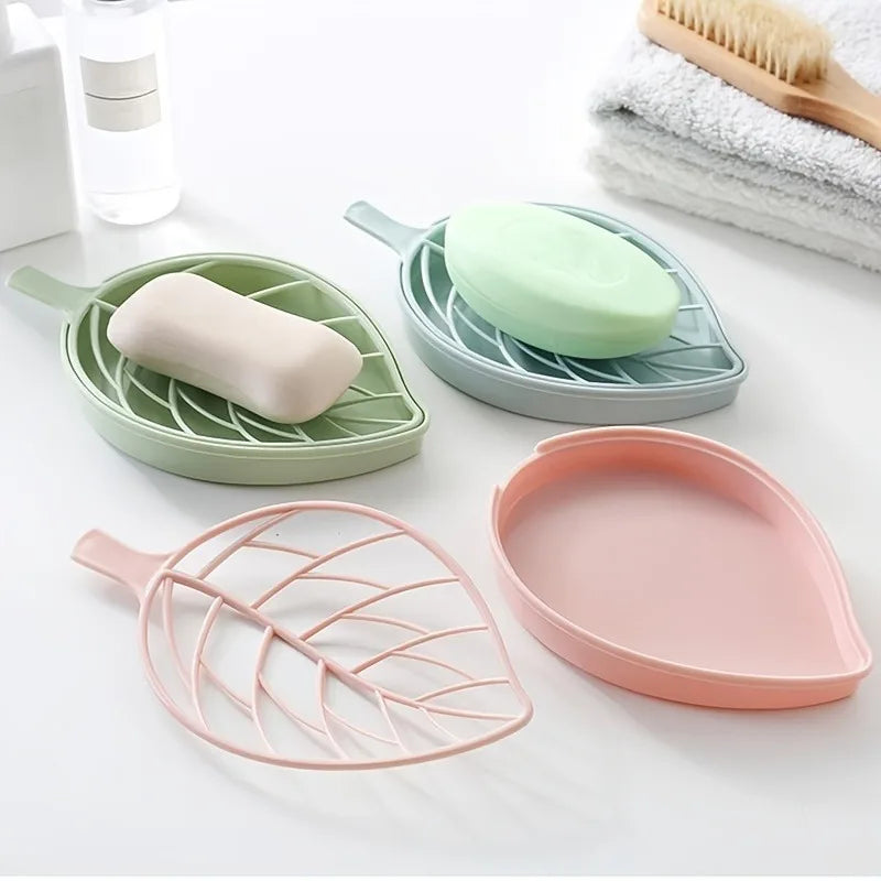 Leaf-Shaped Self-Draining Soap Holder for Bathroom and Shower