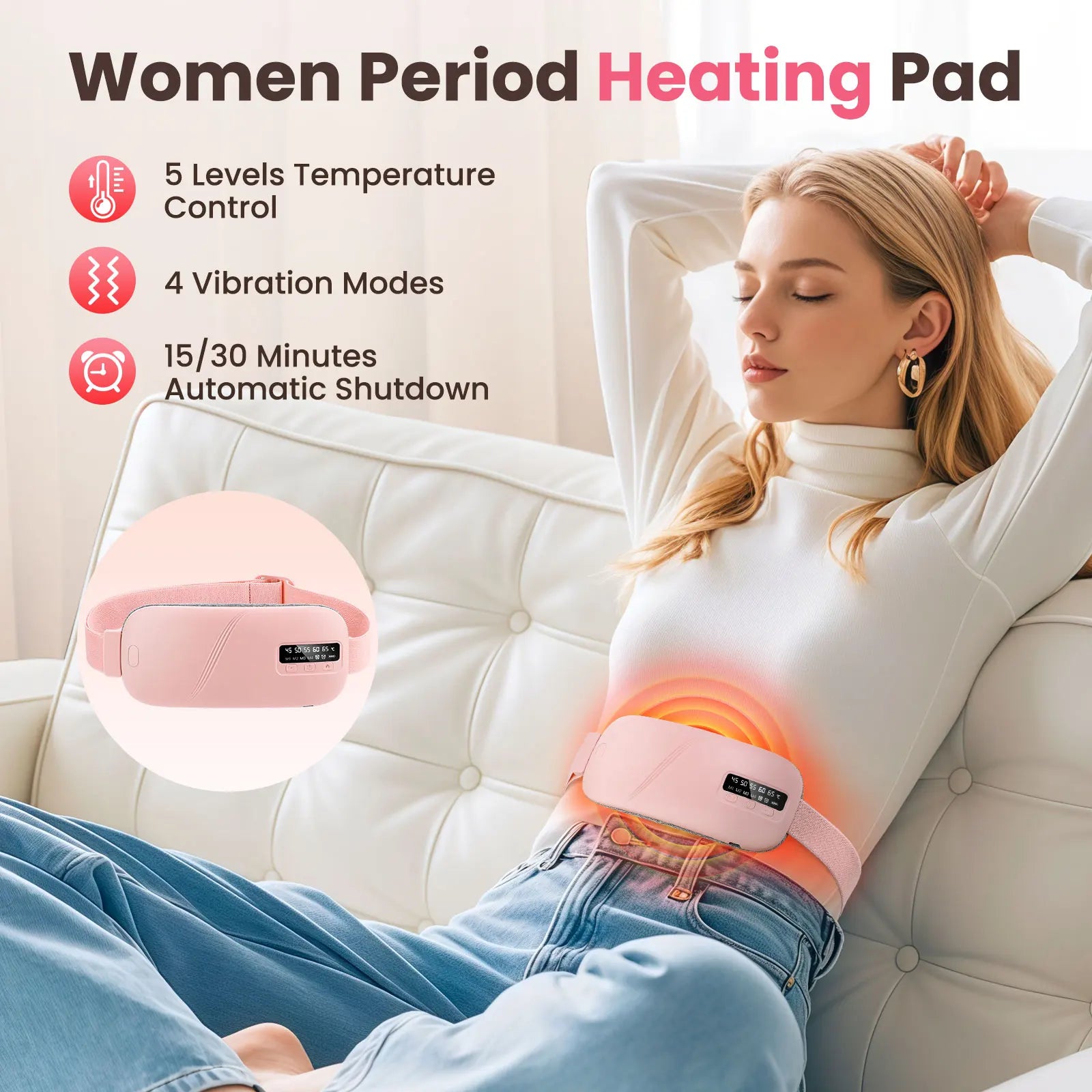 Cordless Menstrual Heating Pad with Vibration Massage - 7