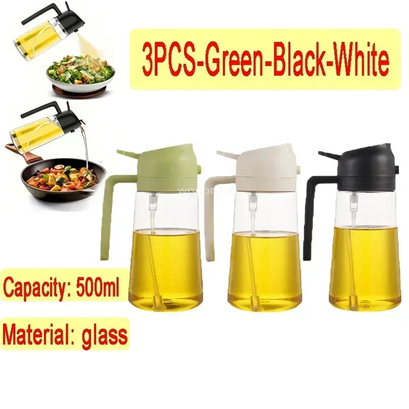 2-in-1 Glass Oil Dispenser and Kitchen Spray Bottle