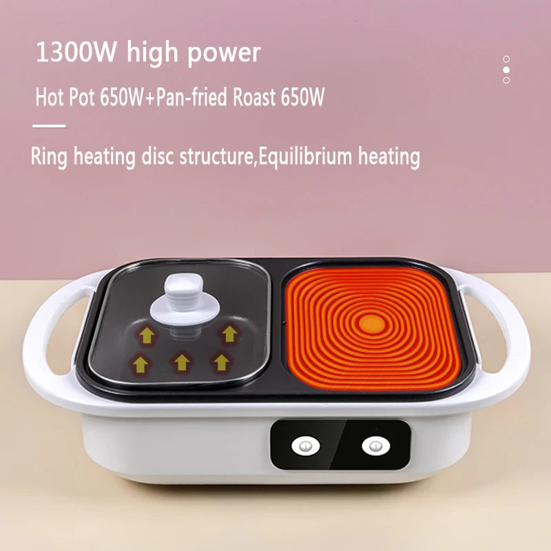 2-in-1 Electric Hot Pot and Grill for Indoor BBQ - 4