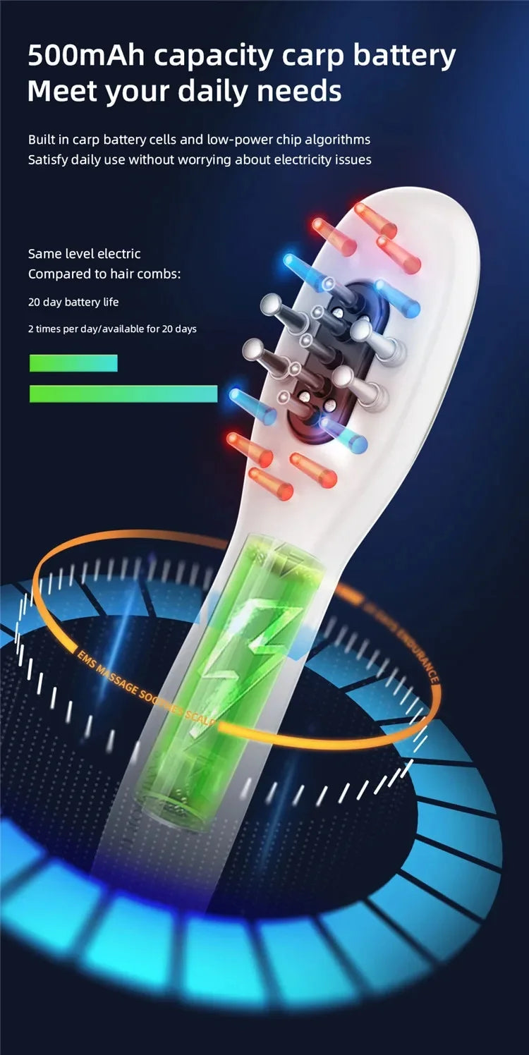 Electric EMS Scalp Massager and Hair Oil Applicator Comb