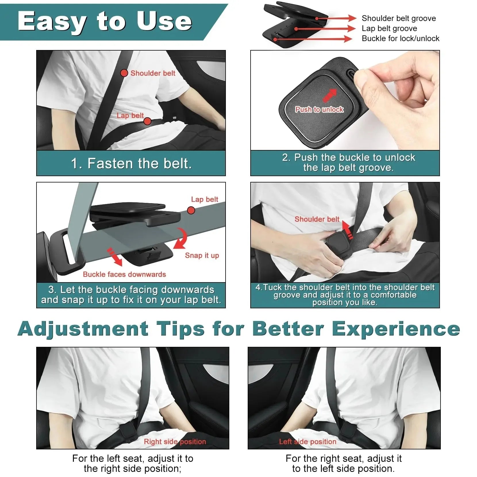 Comfortable Car Seat Belt Adjuster Clip for Driving
