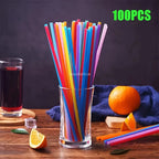 Flexible Multicolor Striped Drinking Straws for Parties and Events