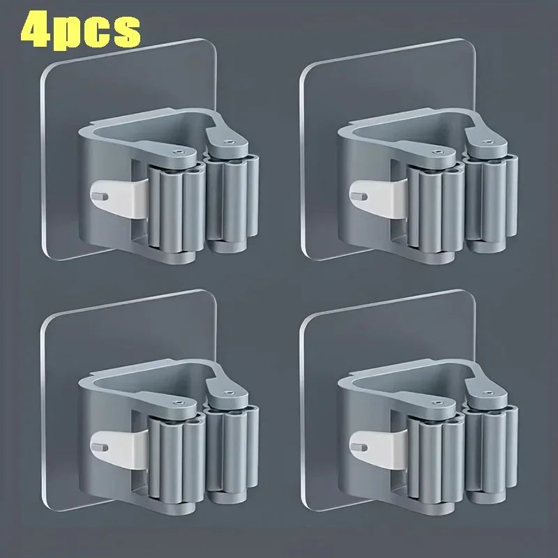 Wall Mounted Adhesive Mop and Broom Organizer Holder - 23