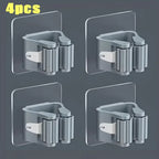 Wall Mounted Adhesive Mop and Broom Organizer Holder