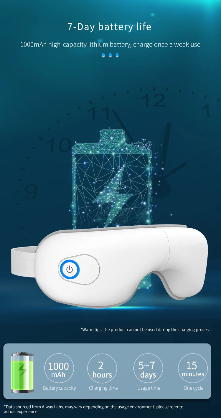 Rechargeable Eye Massager with Air Pressure and Heat - 16