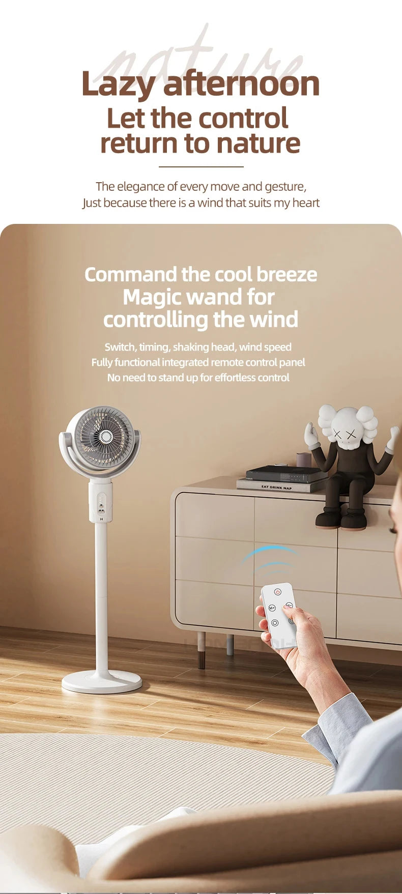 360 Degree Quiet Adjustable Standing Air Circulation Fan