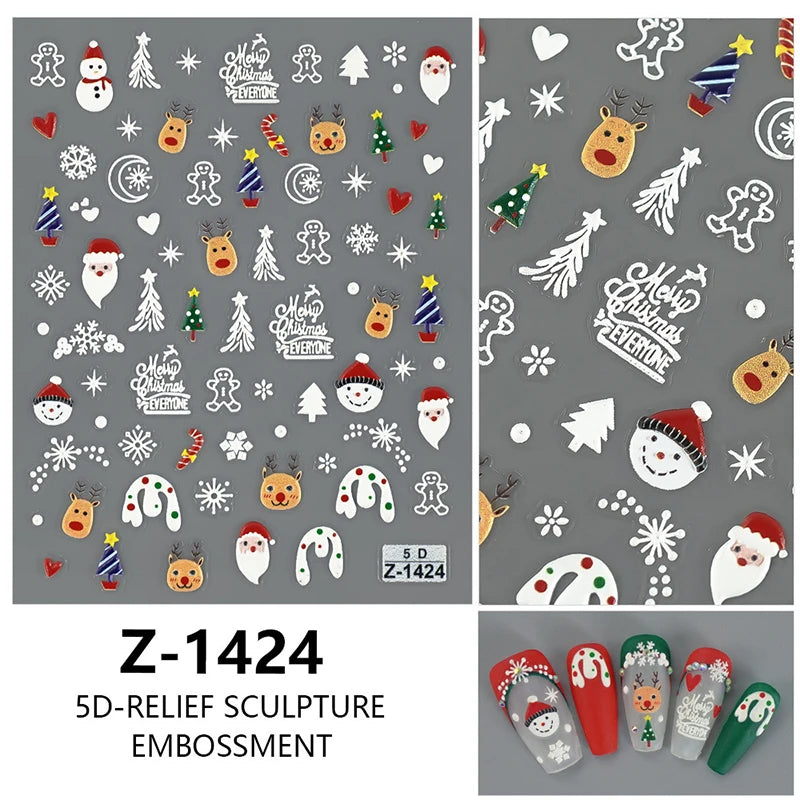 3D Christmas Cartoon Self-Adhesive Nail Art Decal Stickers