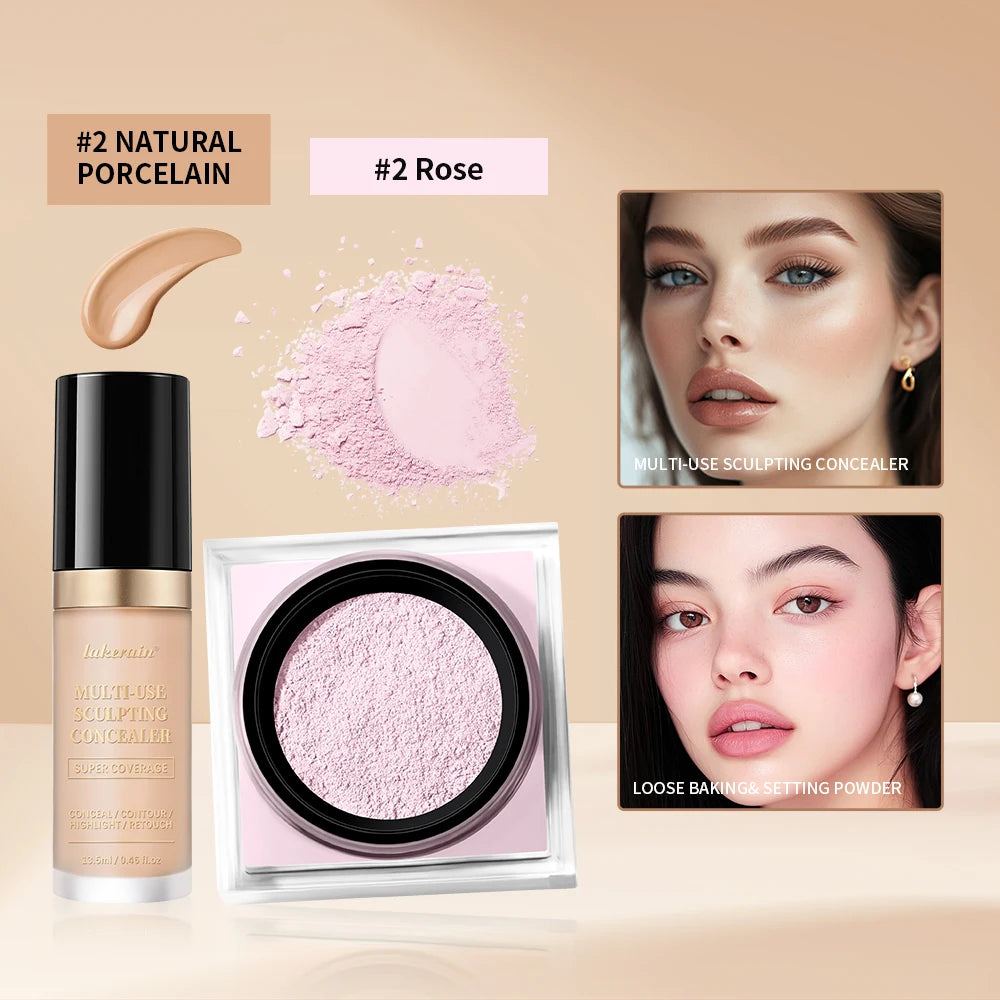 Matte Face Concealer and Setting Powder Makeup Set