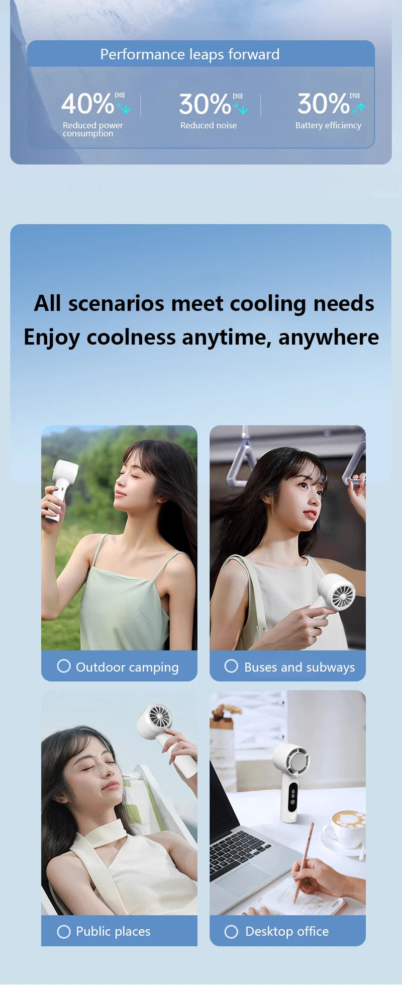 Rechargeable Handheld Turbo Fan with Ice Cooling Technology
