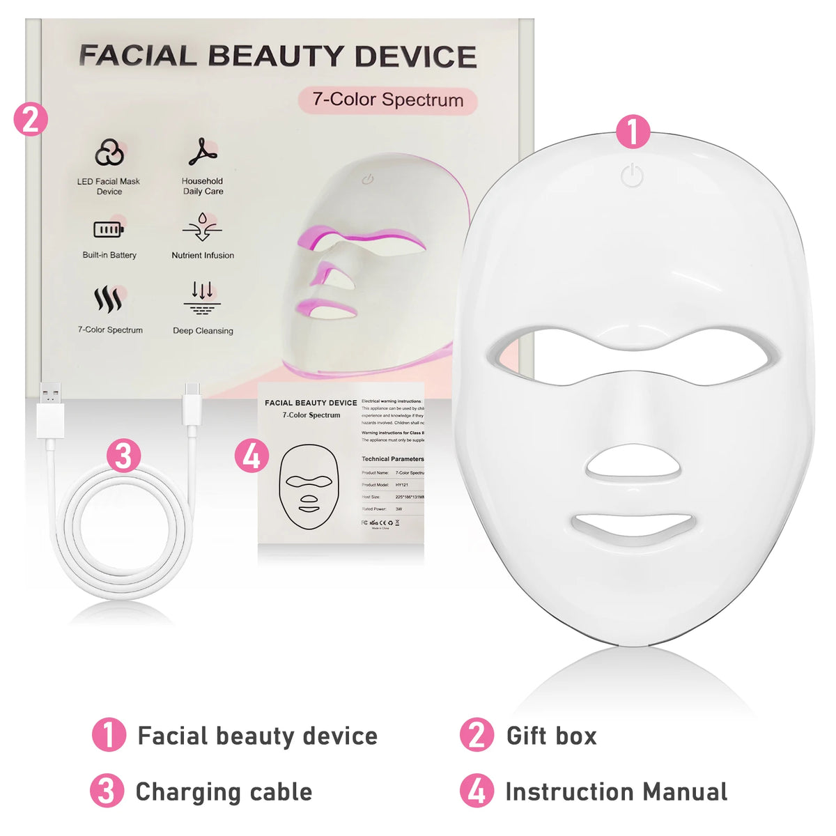 7-Color LED Photon Facial Mask for Skin Rejuvenation