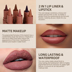 2-in-1 Waterproof Matte Lip Liner and Lipstick Crayon