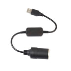 USB to 12V Car Cigarette Lighter Socket Power Adapter
