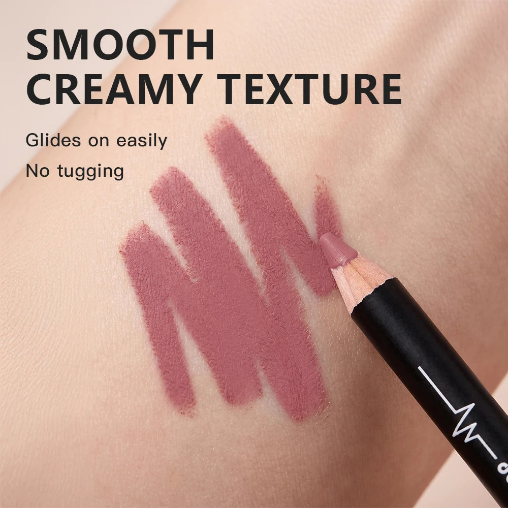 Professional 12-Color Waterproof Lip Liner Pencil Set - 12