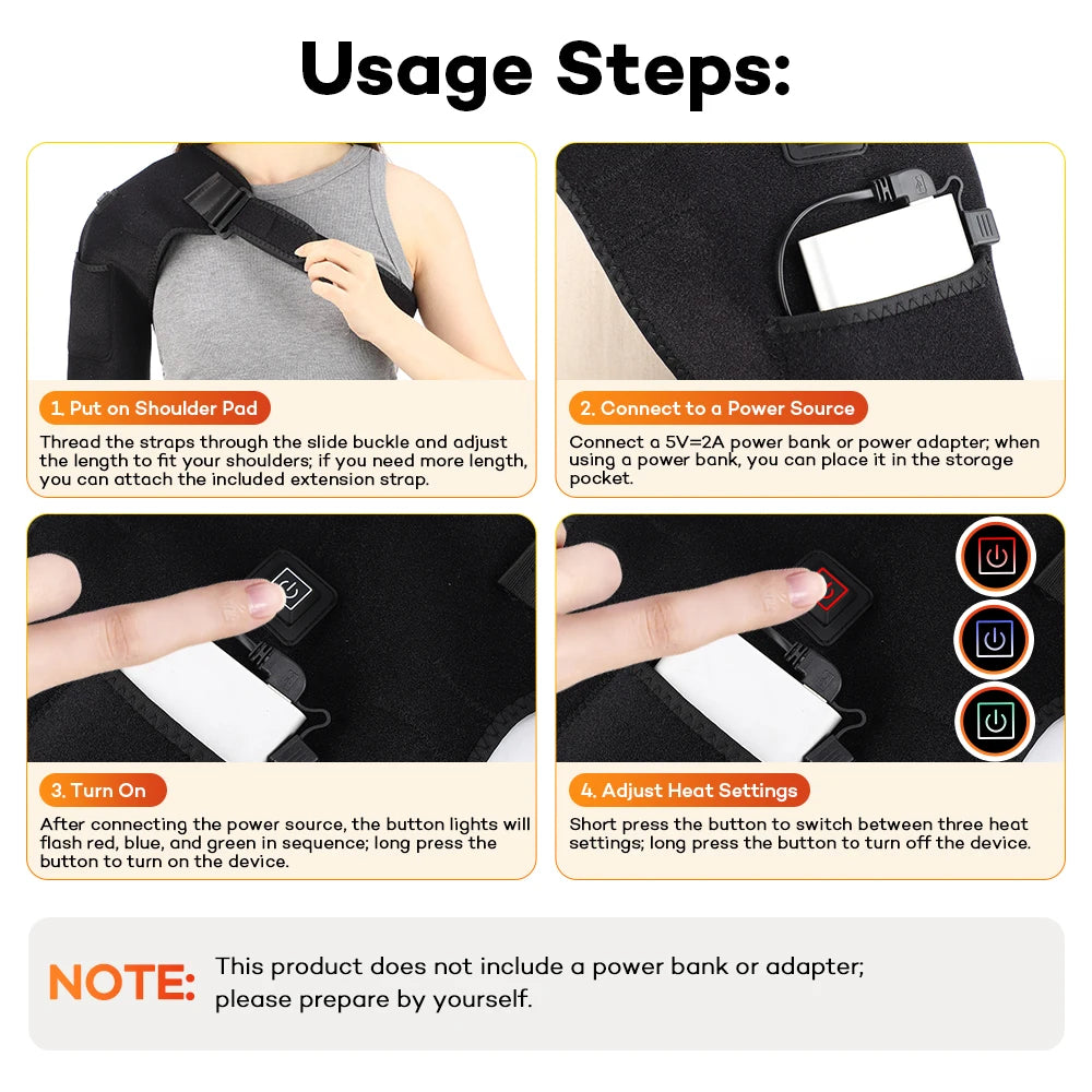 Red Light Heated Shoulder Massage Wrap for Pain Relief